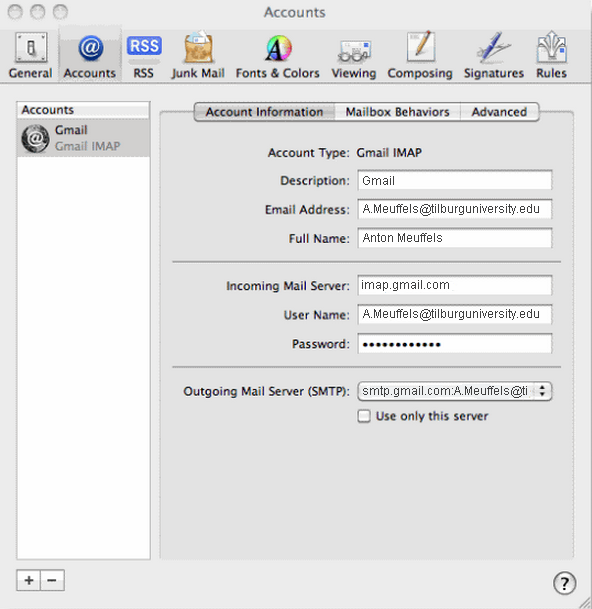 gmail server settings for mac mail