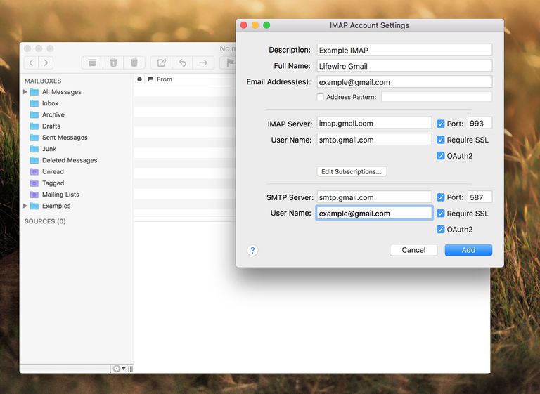 gmail imap server settings for mac mail